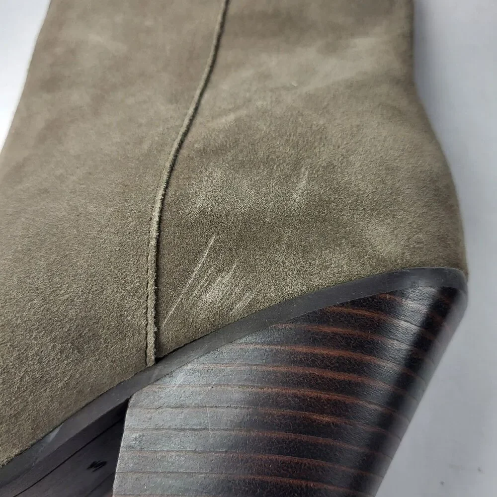 Sam Edelman Jane Desert Olive Suede Ankle Booties Size 6.5M